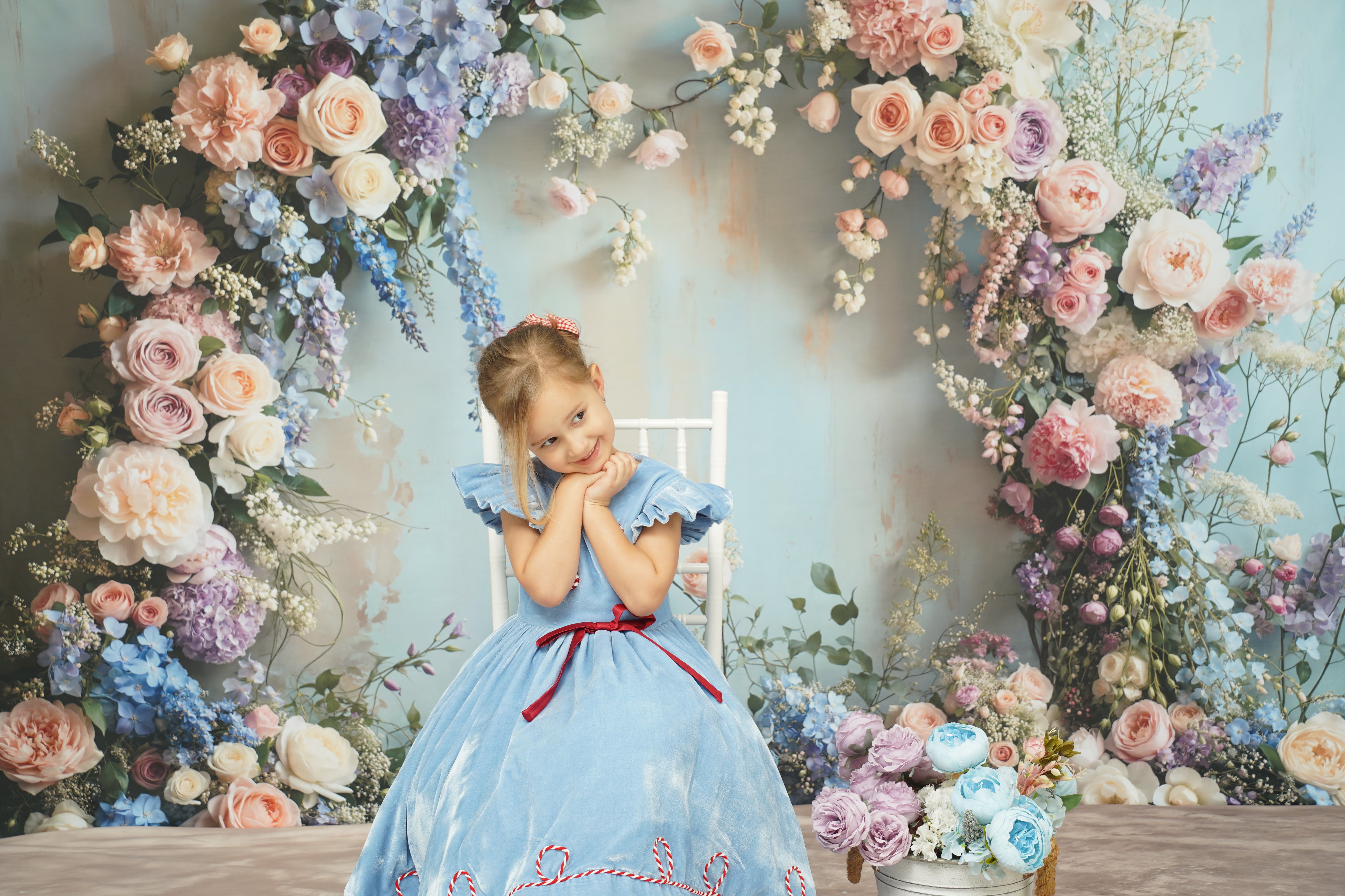⚡Blitzangebote #2-Kate Frühlingsblumenbogen Pastell Hintergrund+Abstrakt Hellbraun Beige Boden Hintergrund - Kate Backdrop.de