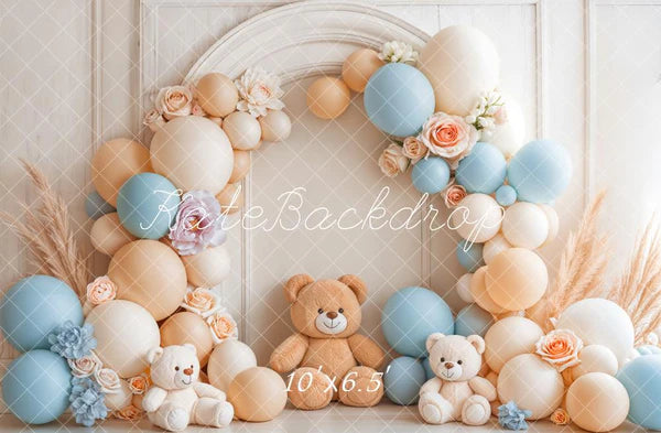 ⚡Blitzangebote #1-Kate Cake Smash Ballon Teddybär Bogen Hintergrund - Kate Backdrop.de