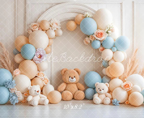 ⚡Blitzangebote #1-Kate Cake Smash Ballon Teddybär Bogen Hintergrund - Kate Backdrop.de