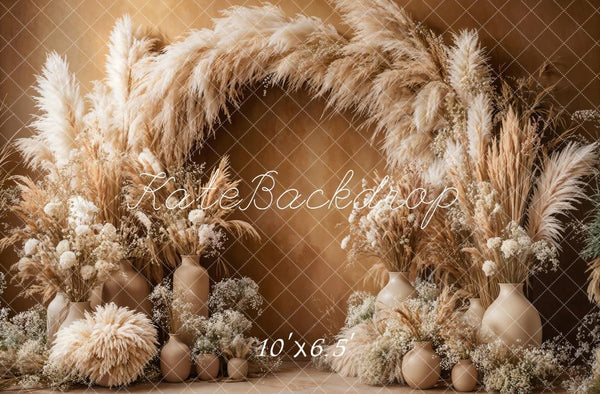 ⚡Blitzangebote #1-Kate Boho Bogen Pampasgras Braun Hintergrund - Kate Backdrop.de
