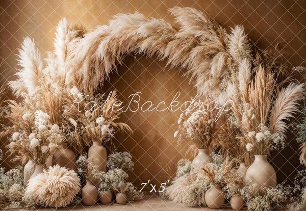 ⚡Blitzangebote #1-Kate Boho Bogen Pampasgras Braun Hintergrund - Kate Backdrop.de