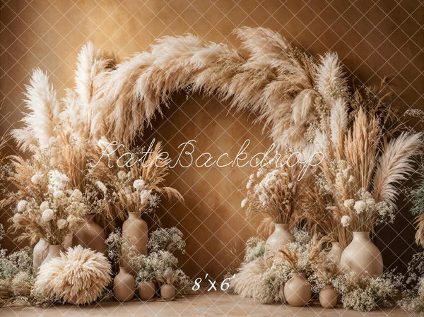 ⚡Blitzangebote #1-Kate Boho Bogen Pampasgras Braun Hintergrund - Kate Backdrop.de
