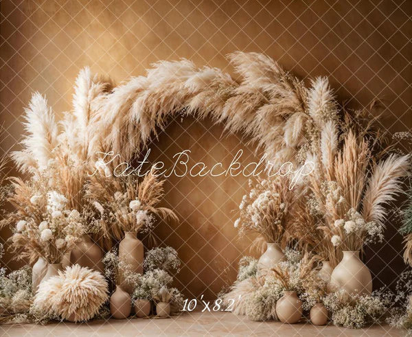 ⚡Blitzangebote #1-Kate Boho Bogen Pampasgras Braun Hintergrund - Kate Backdrop.de