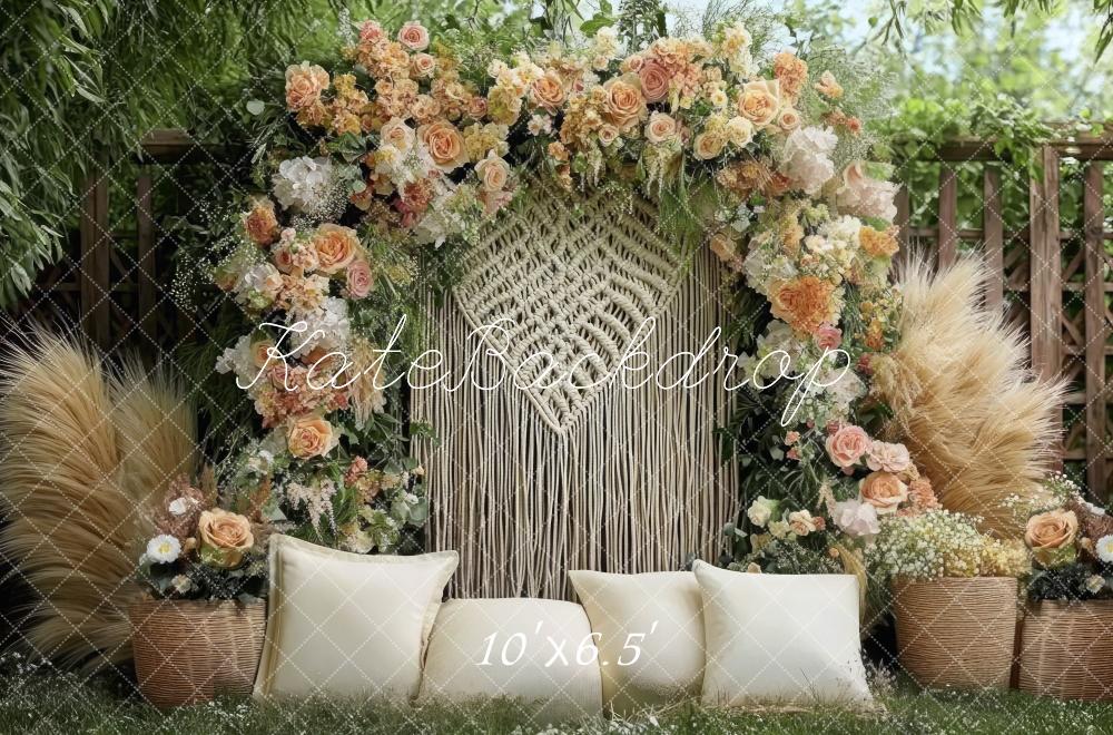 ⚡Blitzangebote #2-Kate Boho Blume Bogen Kissen Garten hintergrund - Kate Backdrop.de