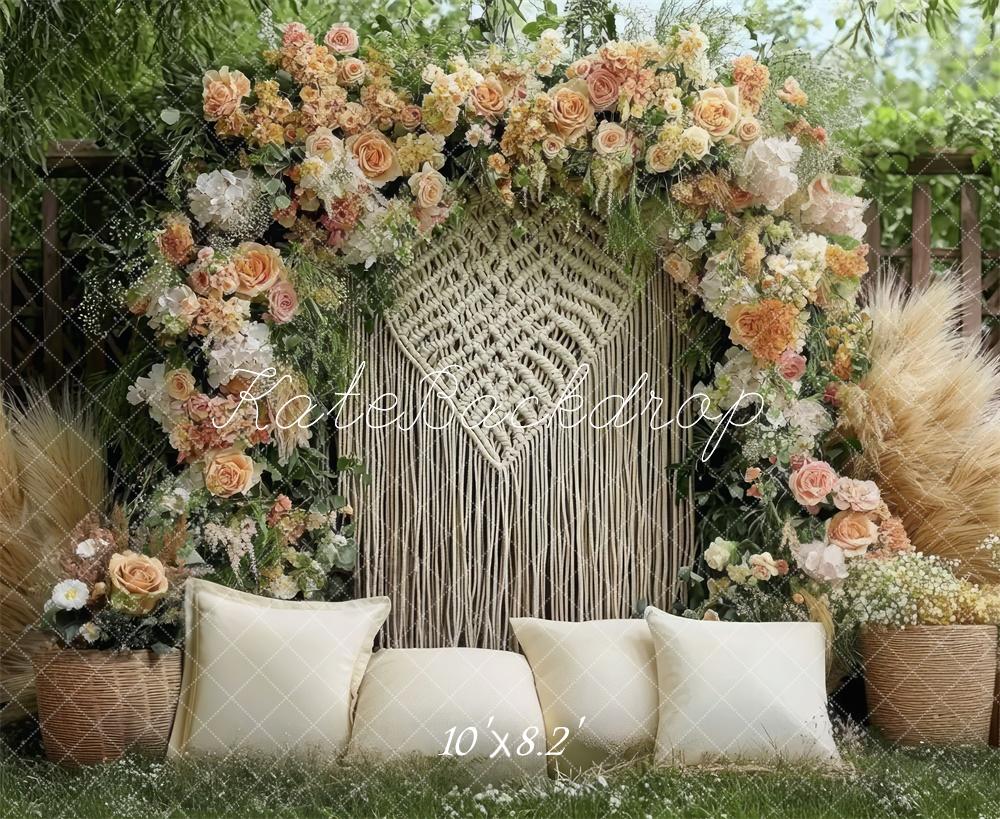 ⚡Blitzangebote #2-Kate Boho Blume Bogen Kissen Garten hintergrund - Kate Backdrop.de