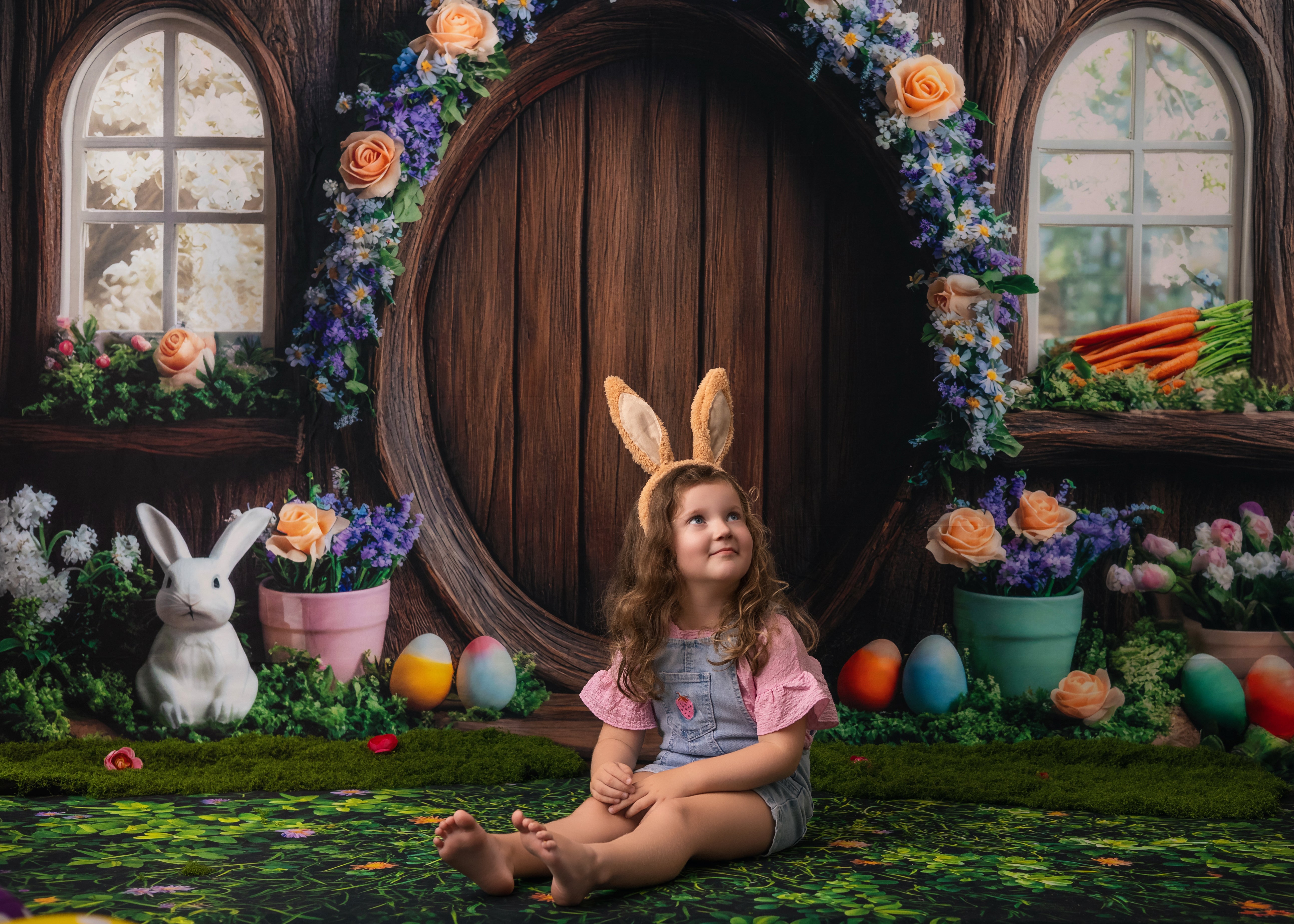Kate Osterhase Blumenbogen Baumhaus hintergrund Entworfen von Mini MakeBelieve - Kate Backdrop.de