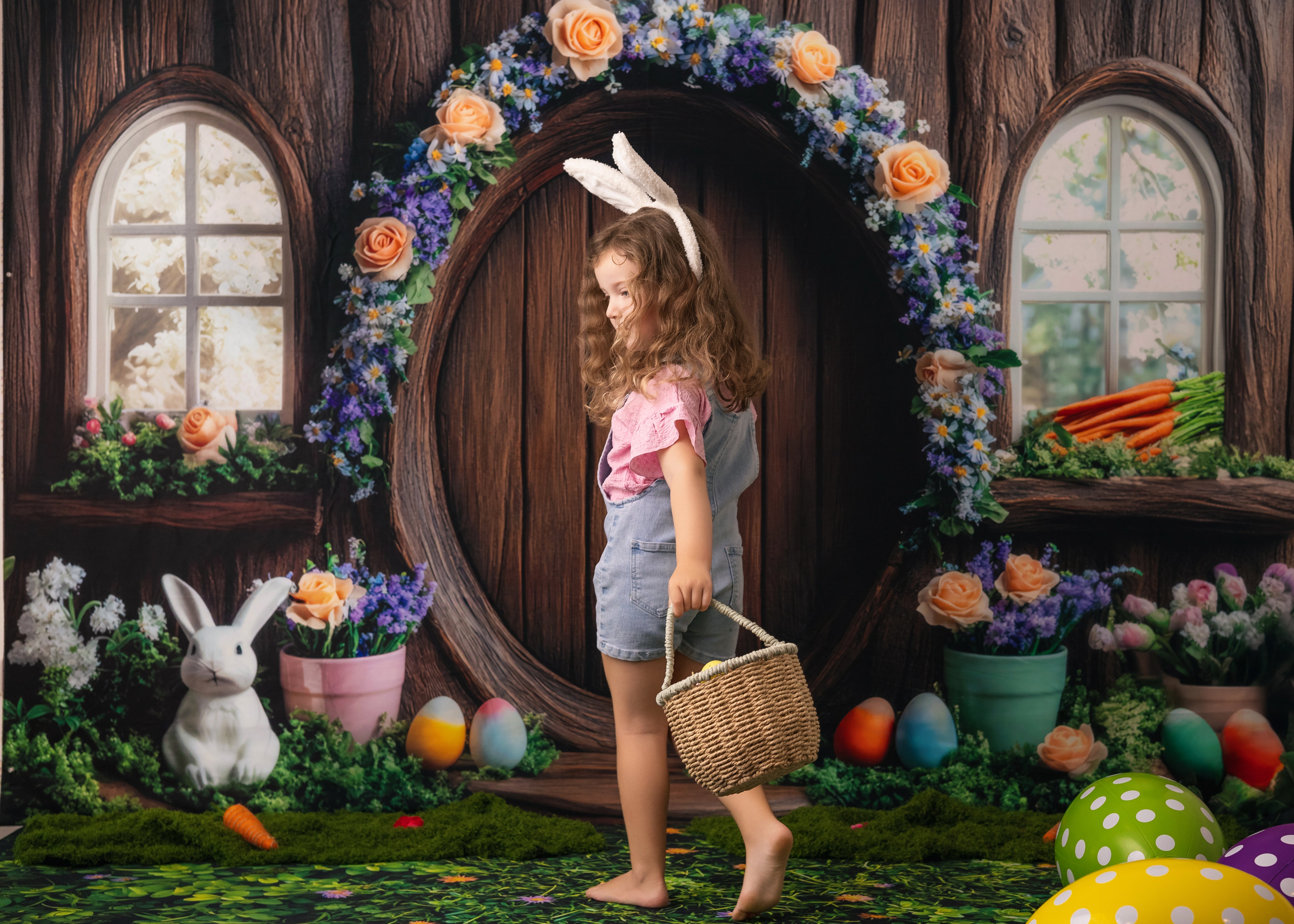 Kate Osterhase Blumenbogen Baumhaus hintergrund Entworfen von Mini MakeBelieve - Kate Backdrop.de