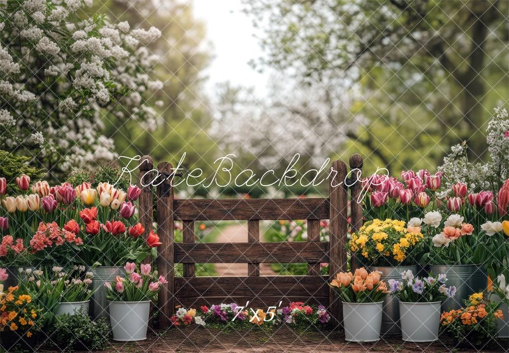 Kate Frühling Garten Blumen Zaun hintergrund Entworfen von Mini MakeBelieve - Kate Backdrop.de