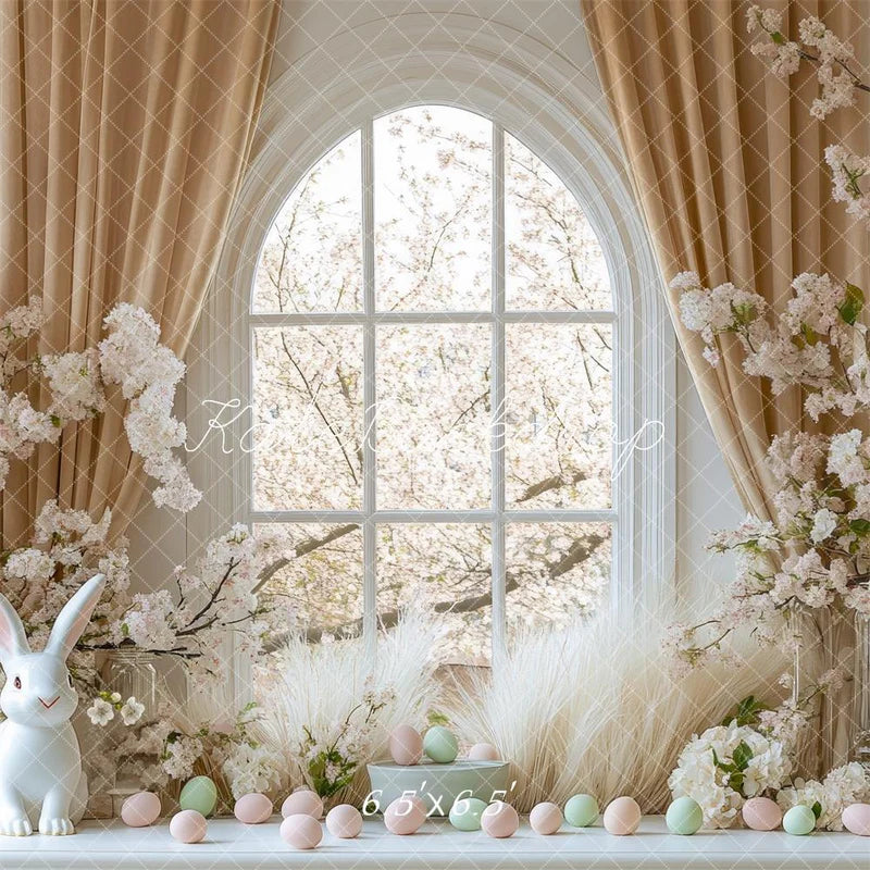 Kate Ostern Bunny Blumen bogenförmiges Fenster Hintergrund Entworfen von Mini MakeBelieve - Kate Backdrop.de