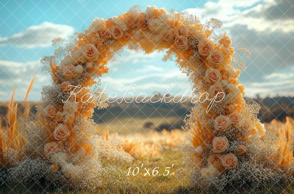 Kate Boho Blumenbogen Hochzeit im Freien hintergrund Entworfen von Mini MakeBelieve - Kate Backdrop.de