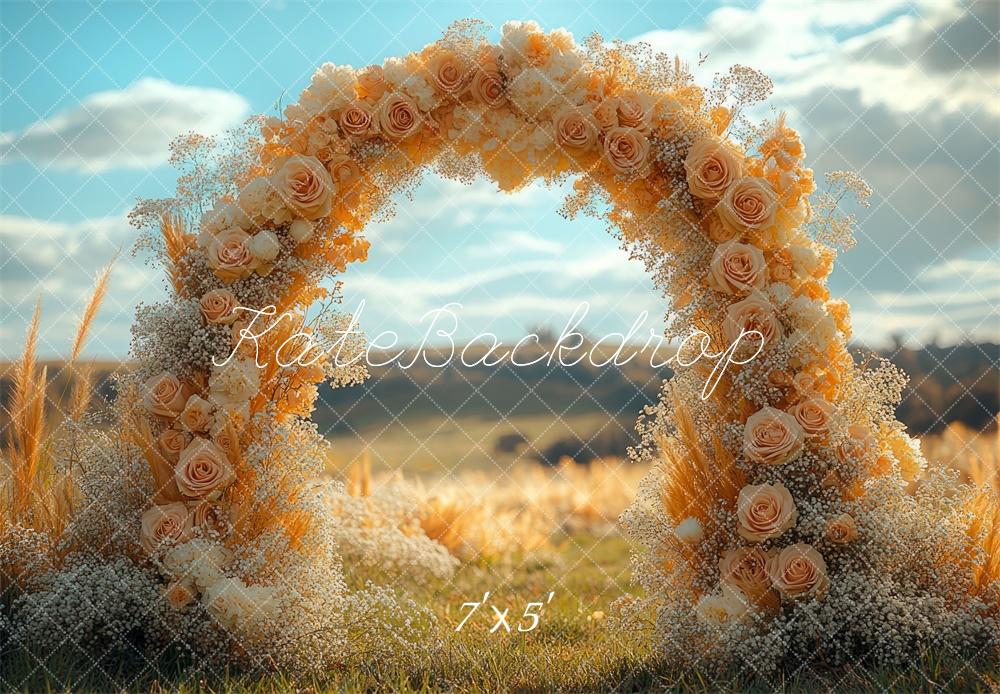 Kate Boho Blumenbogen Hochzeit im Freien hintergrund Entworfen von Mini MakeBelieve - Kate Backdrop.de