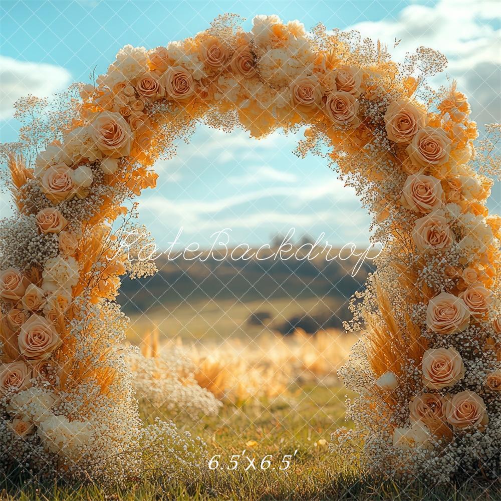 Kate Boho Blumenbogen Hochzeit im Freien hintergrund Entworfen von Mini MakeBelieve - Kate Backdrop.de
