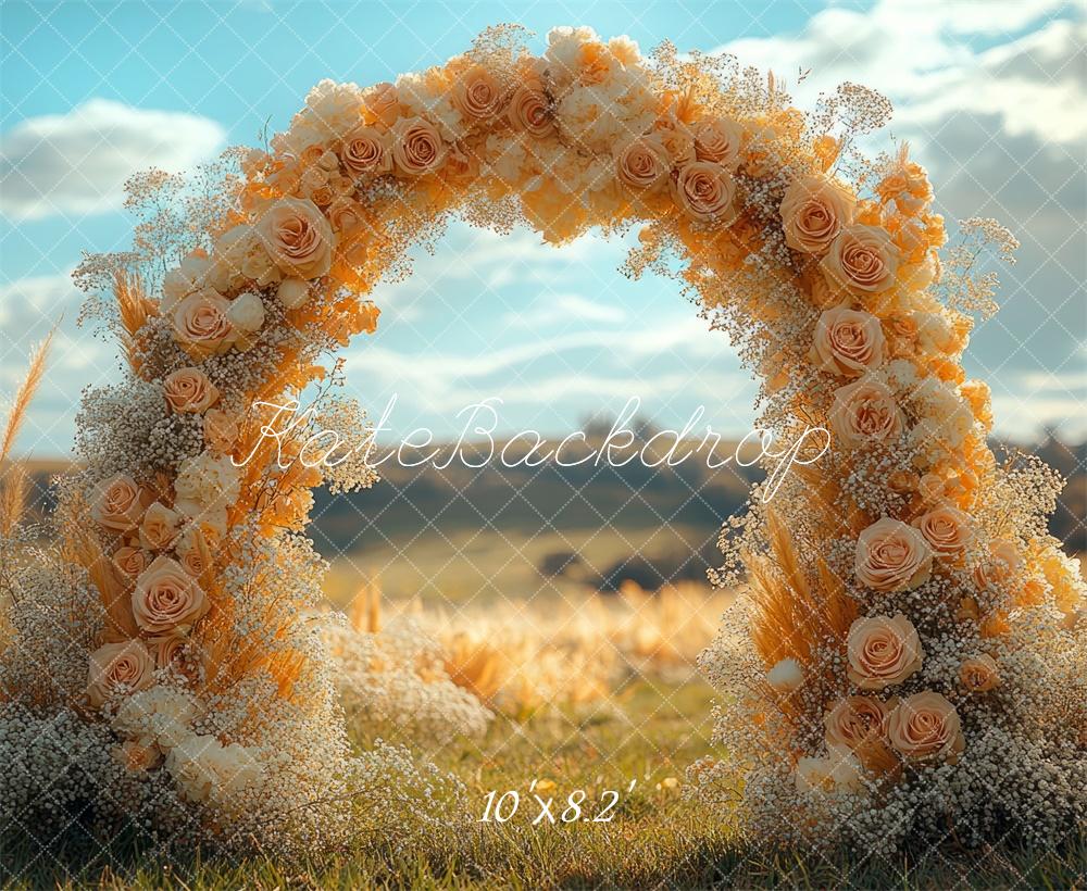 Kate Boho Blumenbogen Hochzeit im Freien hintergrund Entworfen von Mini MakeBelieve - Kate Backdrop.de