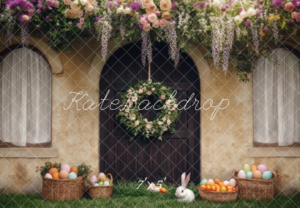 Kate Osterhase Blumenkranz Tür hintergrund Entworfen von Mini MakeBelieve - Kate Backdrop.de