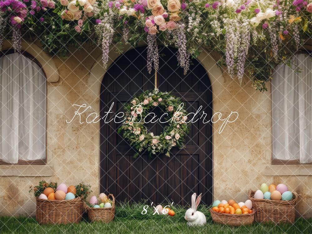 Kate Osterhase Blumenkranz Tür hintergrund Entworfen von Mini MakeBelieve - Kate Backdrop.de