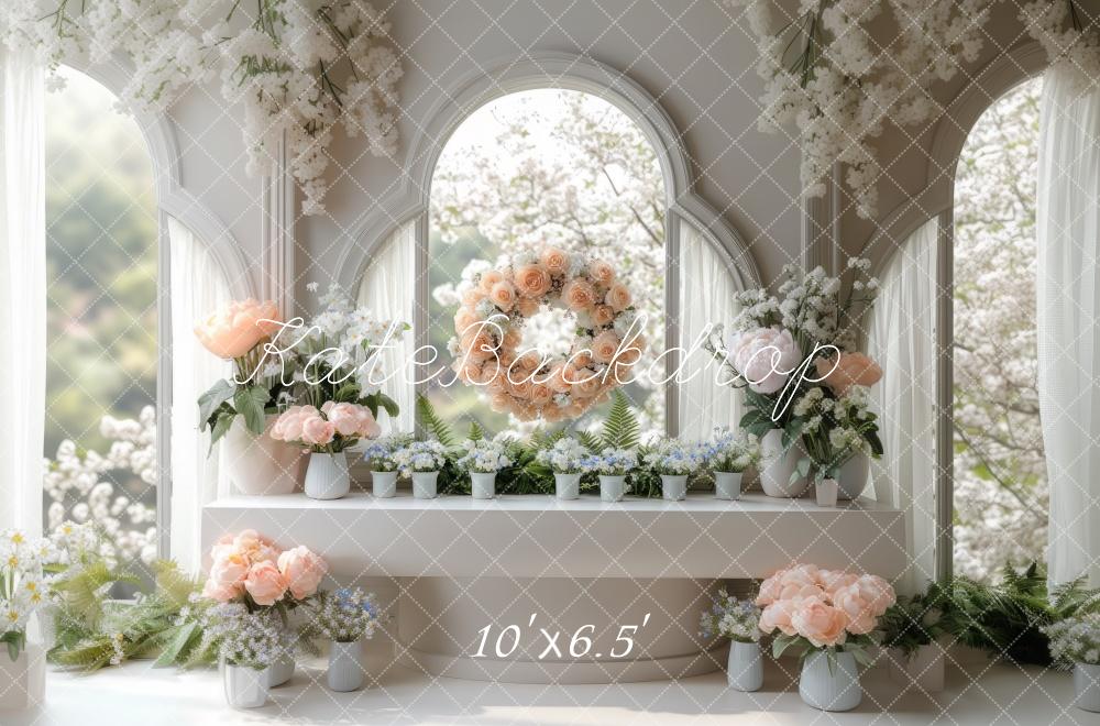 ⚡Blitzangebote #2-Kate Frühling Blumen Bogen Fenster hintergrund - Kate Backdrop.de