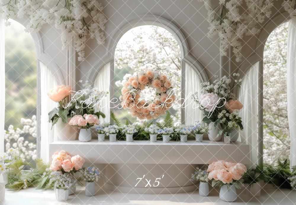⚡Blitzangebote #2-Kate Frühling Blumen Bogen Fenster hintergrund - Kate Backdrop.de