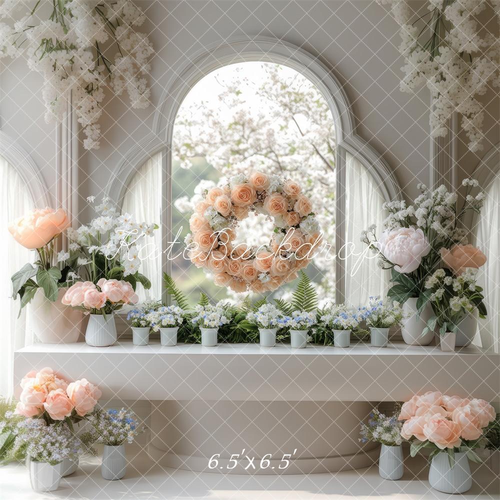 ⚡Blitzangebote #2-Kate Frühling Blumen Bogen Fenster hintergrund - Kate Backdrop.de
