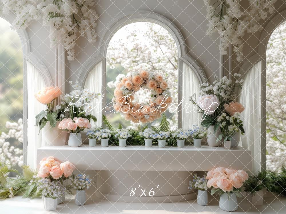 ⚡Blitzangebote #2-Kate Frühling Blumen Bogen Fenster hintergrund - Kate Backdrop.de