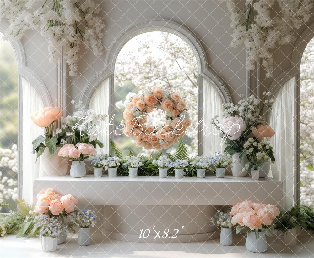 ⚡Blitzangebote #2-Kate Frühling Blumen Bogen Fenster hintergrund - Kate Backdrop.de