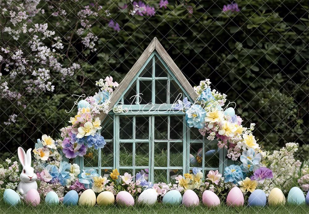Kate Ostern Hase Blumen Gewächshaus hintergrund Entworfen von Mini MakeBelieve - Kate Backdrop.de