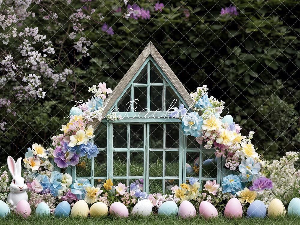 Kate Ostern Hase Blumen Gewächshaus hintergrund Entworfen von Mini MakeBelieve - Kate Backdrop.de