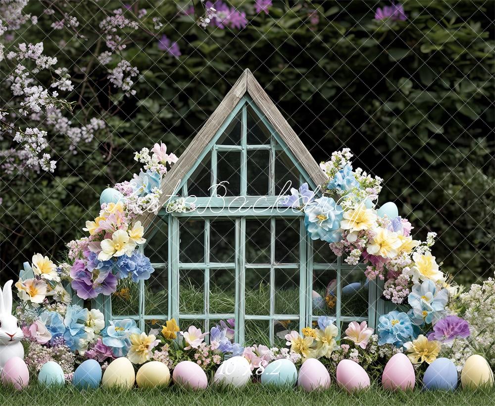 Kate Ostern Hase Blumen Gewächshaus hintergrund Entworfen von Mini MakeBelieve - Kate Backdrop.de