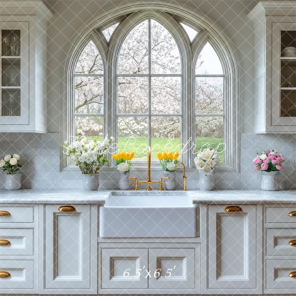 Kate Frühling Weiß Küchenschränke hintergrund Entworfen von Mini MakeBelieve - Kate Backdrop.de