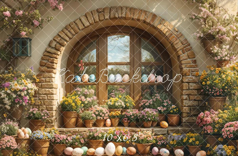 Kate Ostern Blumenbogen Fenster Außen Hintergrund Entworfen von Emetselch