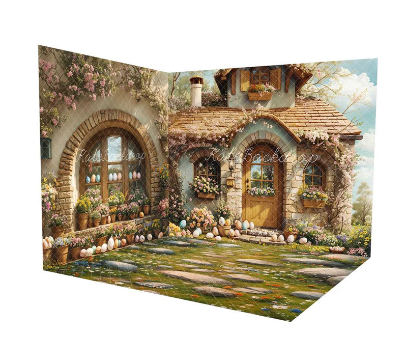 ⚡Blitzangebote #2-Kate Ostern Cottage Blumen-Eier Zimmer Set - Kate Backdrop.de