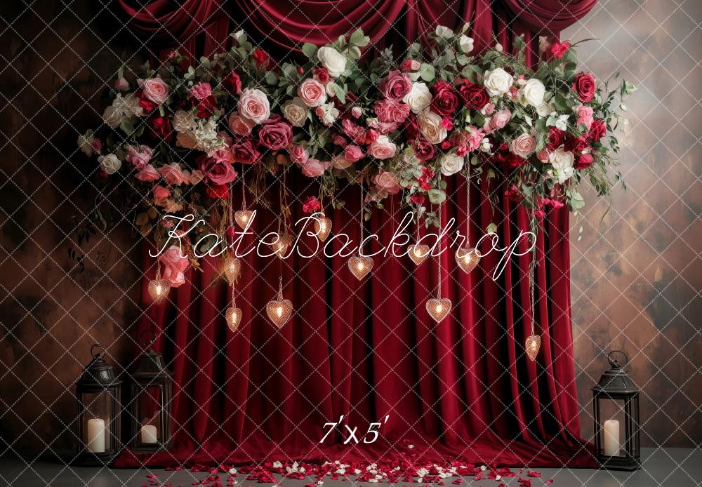 Kate Valentinstag Blumen Hochzeit Rosen Vorhang Hintergrund Entworfen von Patty Robert - Kate Backdrop.de