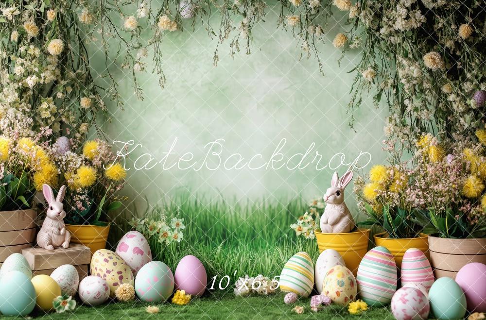 Kate Ostern Hase Ei Blumen Bogen Hintergrund von Patty Roberts - Kate Backdrop.de