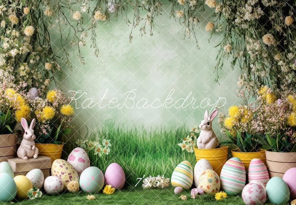 Kate Ostern Hase Ei Blumen Bogen Hintergrund von Patty Roberts - Kate Backdrop.de