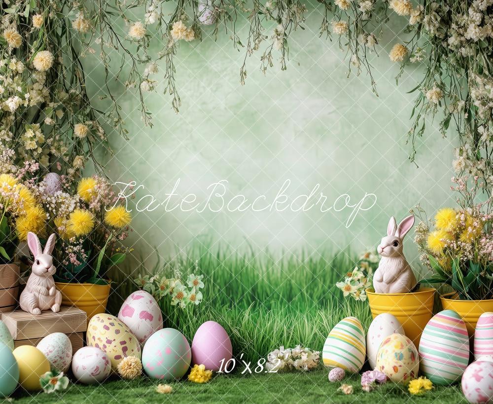 Kate Ostern Hase Ei Blumen Bogen Hintergrund von Patty Roberts