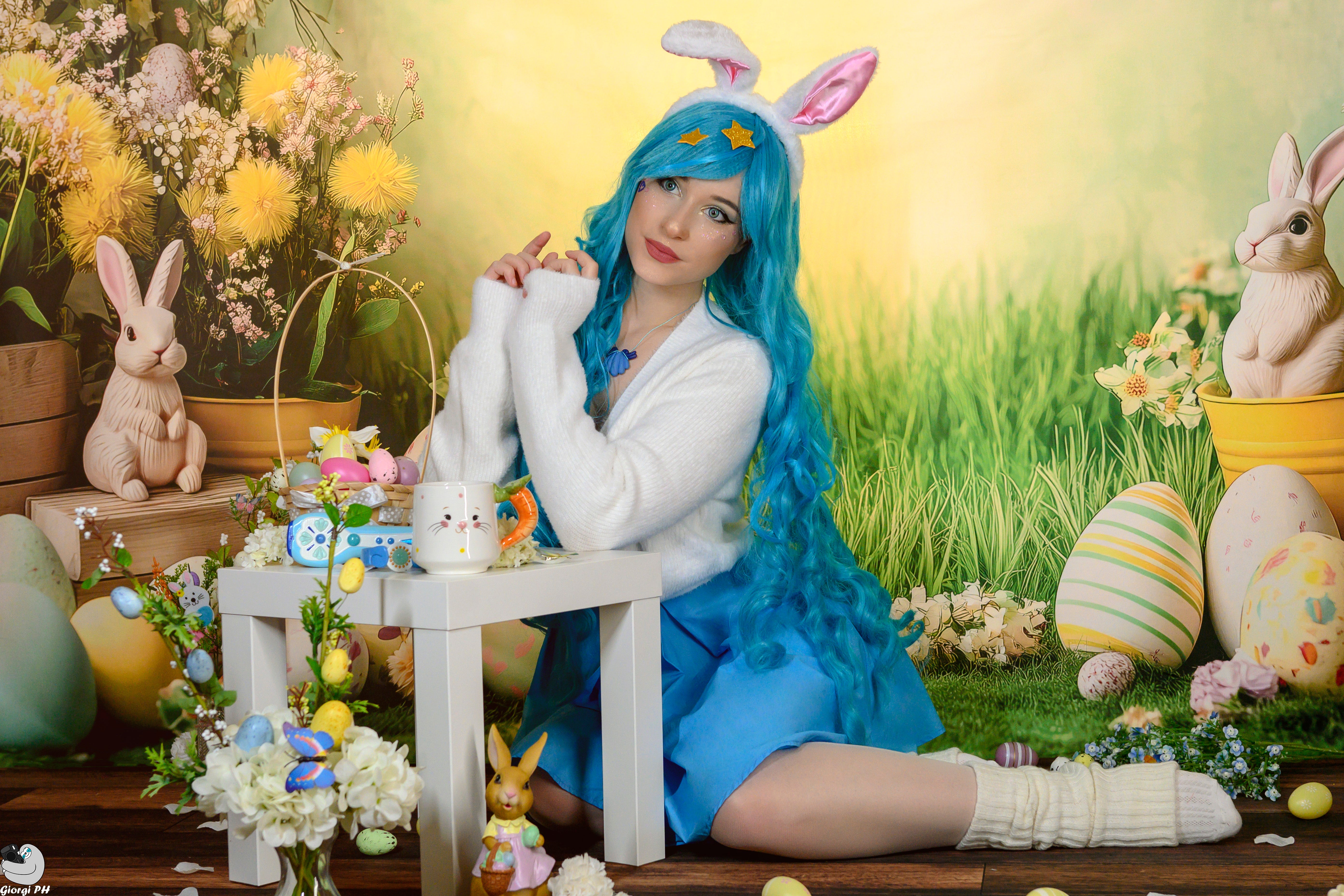 Kate Ostern Hase Ei Blumen Bogen Hintergrund von Patty Roberts - Kate Backdrop.de