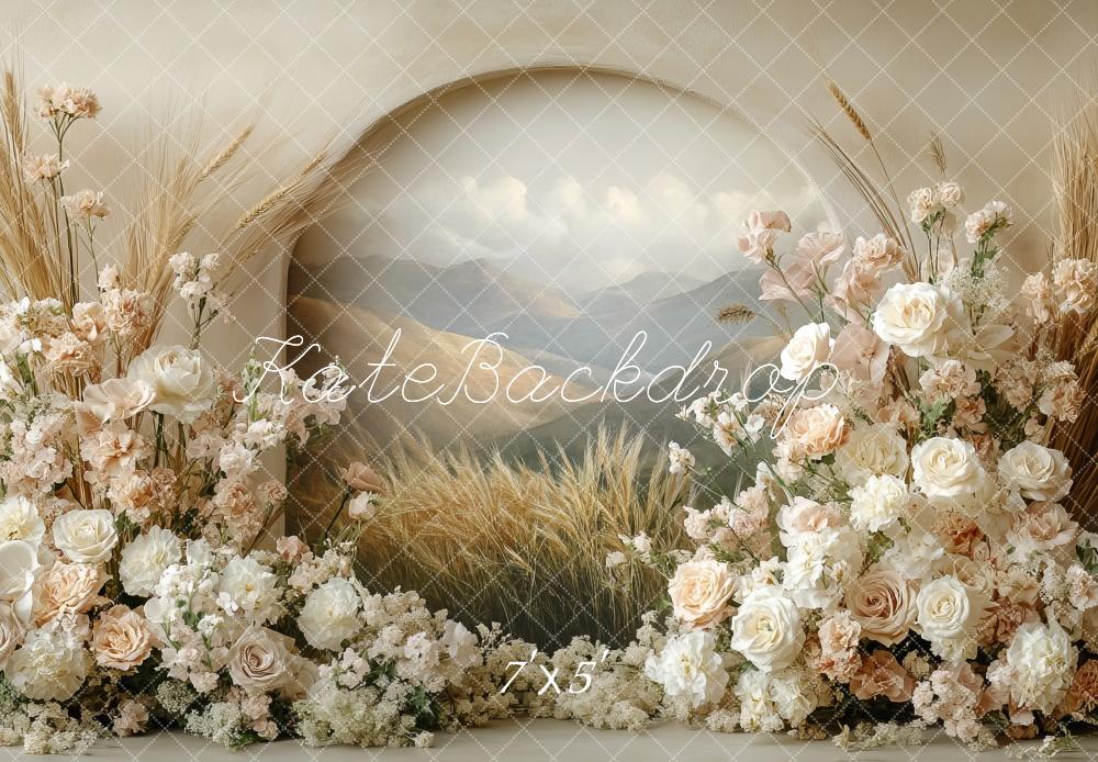 Kate Boho Blumenbogen Pastell Muttertag Hintergrund Entworfen von Mini MakeBelieve - Kate Backdrop.de