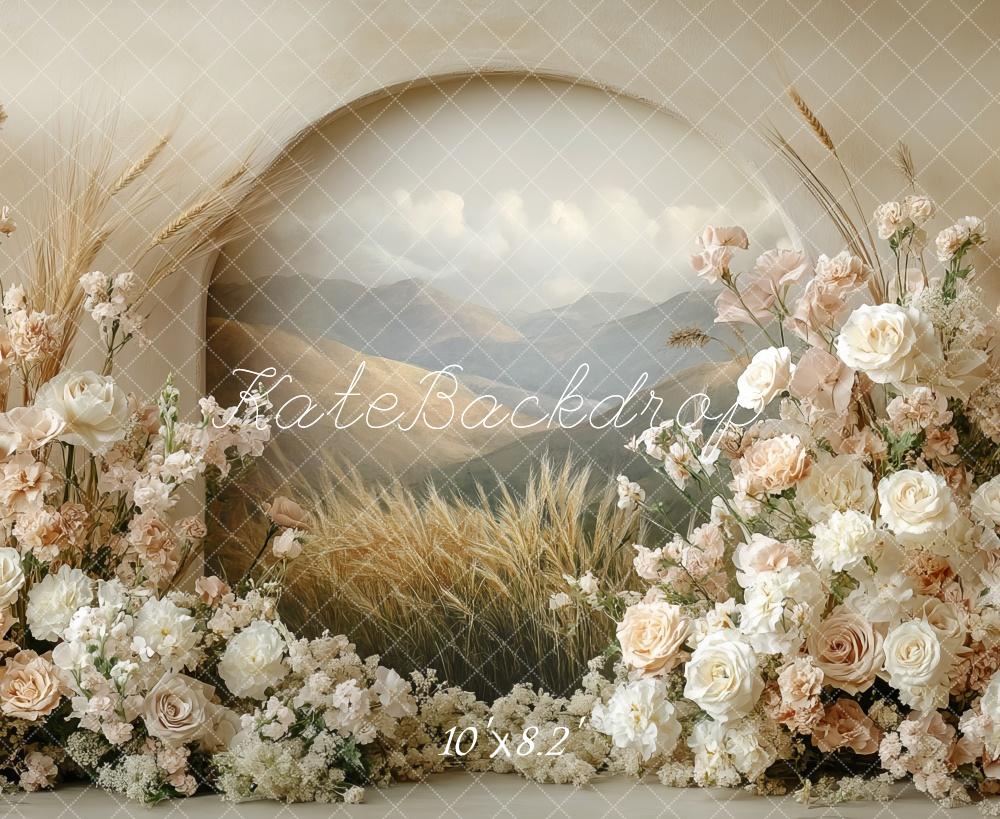 Kate Boho Blumenbogen Pastell Muttertag Hintergrund Entworfen von Mini MakeBelieve - Kate Backdrop.de