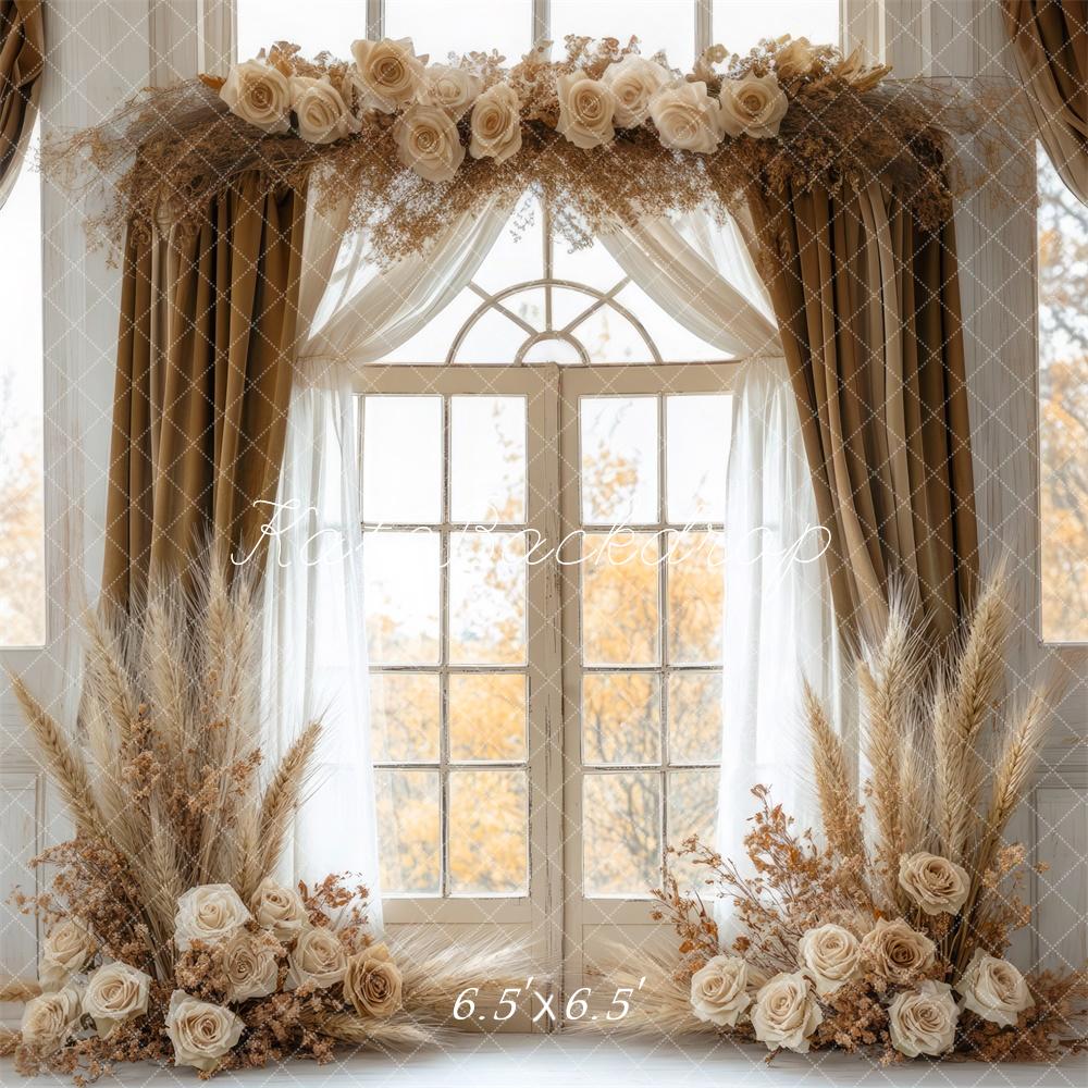 Kate Boho Blumen bogen Beige Hintergrund Entworfen von Mini MakeBelieve - Kate Backdrop.de
