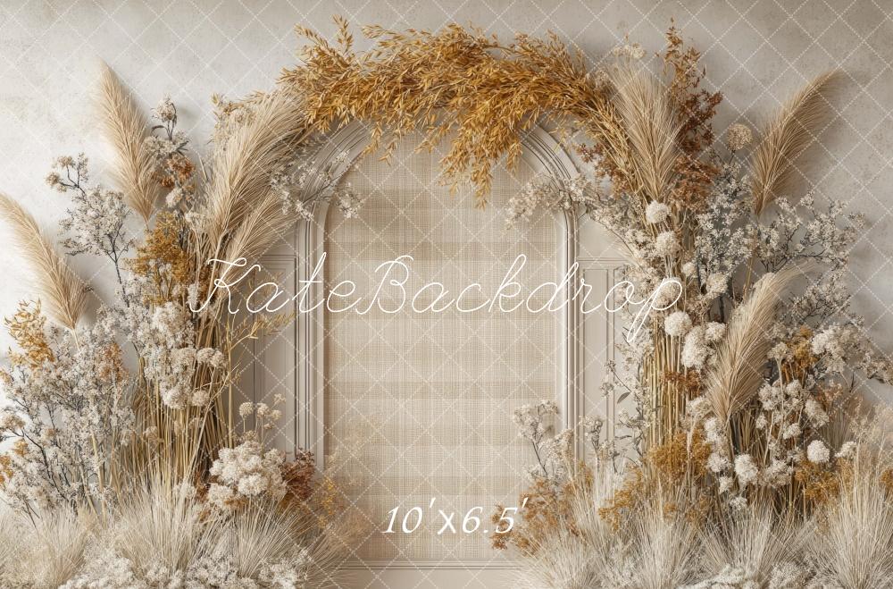Kate Boho Blumenbogen Beige Hintergrund Entworfen von Mini MakeBelieve - Kate Backdrop.de