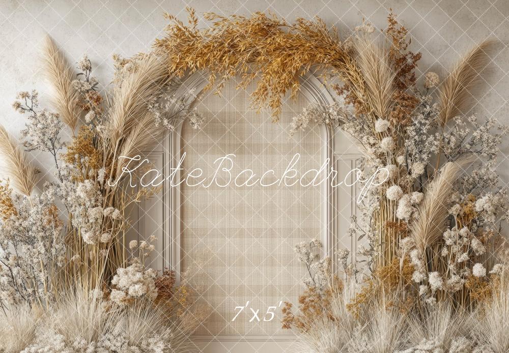 Kate Boho Blumenbogen Beige Hintergrund Entworfen von Mini MakeBelieve - Kate Backdrop.de