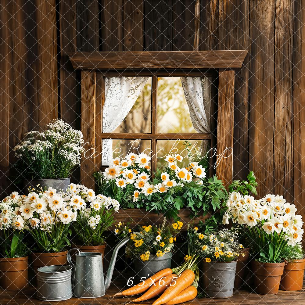 Kate  Frühling Ostern Rustikal Blumen Fenster Hintergrund entworfen von Emetselch - Kate Backdrop.de