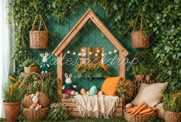Kate Ostern Hase Haus Korb Decke Hintergrund entworfen von Emetselch