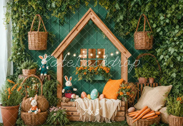 Kate Ostern Hase Haus Korb Decke Hintergrund entworfen von Emetselch