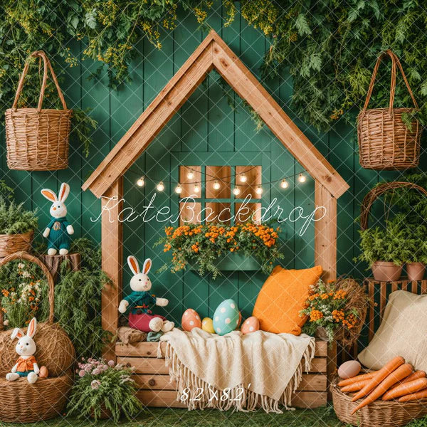 Kate Ostern Hase Haus Korb Decke Hintergrund entworfen von Emetselch