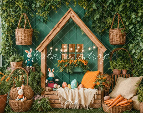 Kate Ostern Hase Haus Korb Decke Hintergrund entworfen von Emetselch