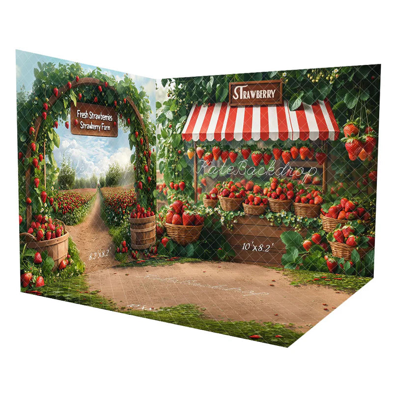 ⚡Blitzangebote #2-Kate Frühling Erdbeer-Marktstand Korb Zimmer Set - Kate Backdrop.de
