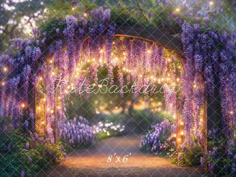 🔥50%OFF-Kate Frühling Fee Glyzinie Bogen Bogen Lichterr Hintergrund - Kate Backdrop.de