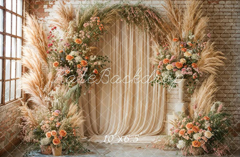 🔥50%OFF-Kate Boho Blumenbogen Fenster Beige Hintergrund - Kate Backdrop.de