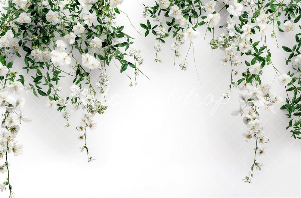 Kate Blumen Grünzeug Weiß Hintergrund entworfen von Kerry Anderson - Kate Backdrop.de
