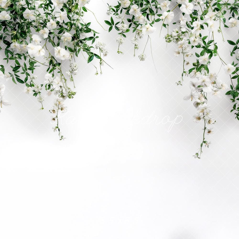 Kate Blumen Grünzeug Weiß Hintergrund entworfen von Kerry Anderson - Kate Backdrop.de